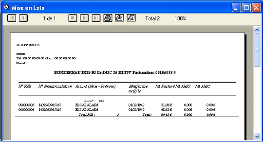 2. Mise en lots et édition du bordereau d'envoi des FSE IRIS-B2